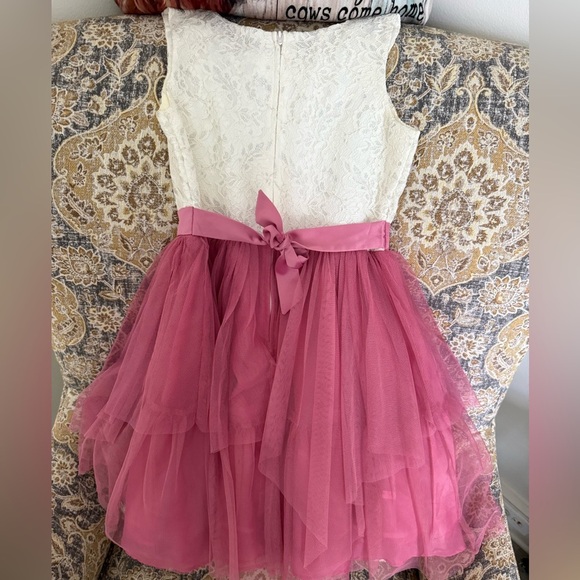 Emily Rose Pink and White Asymmetrical Tiered Sundress - Picture 4 of 5